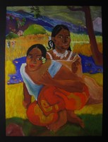 Moona - Tahiti nők EREDETI pasztell festmény