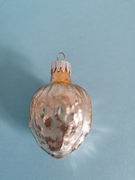 Retro,vintage,üveg festett, ezüst dió alakú karácsonyfadísz