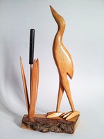 Ritka,retro,vintage nagyméretű fa madár figura buzogánnyal