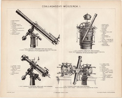 Csillagászati műszerek I., 1895, egyszín nyomat, eredeti, magyar, csillagászat, távcső, heliométer
