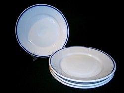 4 db Zsolnay porcelán kék csíkos lapos tányér