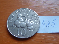 GUERNSEY 10 PENCE 1988 (Guernsey paradicsom)  75% réz, 25% nikkel #485