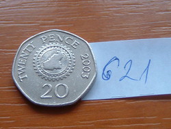 GUERNSEY 20 PENCE 2003 75% réz, 25% nikkel Map of Guernsey #621