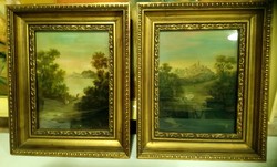 2 xx century paintings in pairs.22X19 cm + frame