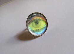 Vintage hologram eye ring, goth, clown jewelry