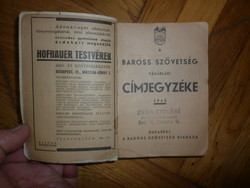 régi könyv baross szövetség címjegyzék 1943
