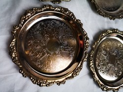Régi ezüstözött, barokkos stílusú poháralátétek (6 db)