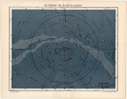 Az északi ég állócsillagai (2), litográfia 1894, színes nyomat, eredeti, magyar nyelvű, csillagászat