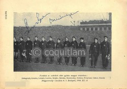 Aranycsapat kép 1954 népstadion dedikált Grosics, Buzánszky  futball foci labda