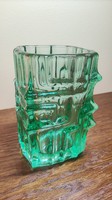 Retro art deco  cseh zöld üveg váza Vladislav Urban díszváza
