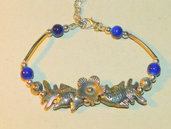 3 Kívánság Aranyhal Lápisz Lazuli köves Tibeti Ezüst Uniszex kézműves Karkötő