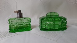 4022 - Régi zöld parfümös üveg + ajándék