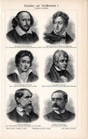 A világirodalom klasszikusai I., II., egyszín nyomat 1904, német, eredeti, Shakespeare, Voltaire