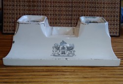 Antik Budapest címeres porcelán kalamáris, tintatartó  - a  KISPEST GRÁNIT gyár terméke