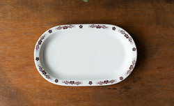 Alföldi retro porcelán ovális tányér barna magyaros dekorral - UNISET-212 tányér Ambrus Éva terve