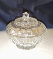 Antique glass bonbonier with sugar lid