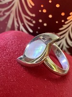 Mesés Art-deco stílusú ezüst gyűrű gyöngyház díszítéssel