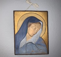 Dr. Rank Rezső kerámia falikép Szűz Mária (Madonna) 33 x 22,5 cm.