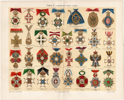Kitüntetés II., érdemrend, színes nyomat 1903, német nyelvű, litográfia, eredeti, Ferenc József