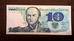 10 Zlotys lengyel bankjegy 1982