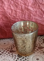 Arany apró pöttyös ünnepi üveg mécsestartó pohár karácsonyi dekoráció, ajánljon!