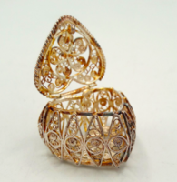 Filigrán ezüst Szív formával, szelence aranyozva 925-ös 