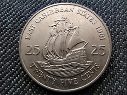 Kelet-karibi Államok Szervezete Golden Hind Drake hajója 25 cent 1981 (id29904)