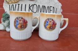 2 pcs skirts zsolnay scene, genre scene mugs, mug, nostalgia