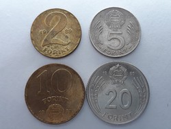 2, 5, 10, 20 Forint 1989 Magyar Népköztársaság kettő, öt, tíz, húsz Ft, fém pénzérme eladó