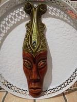 Afrikai fej, Mázas kerámia, jelzett,  30 cm