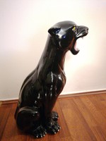60 cm magas kerámia fekete párduc szobor, portugál kézműves munka, nagyon szép állapotban! 