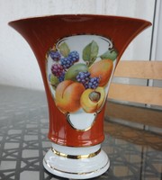 Antik gyümölcsmintás porcelán váza