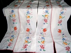 2 részes Kalocsai mintával kézzel hímzett függöny drapéria 190 x 25 cm, 2 pár van belőle