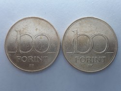 2db 100 Forint 1995 Magyar Köztársaság száz Ft, fém százas pénzérme eladó