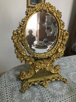 Dúsan díszített barokk fém asztali tükör