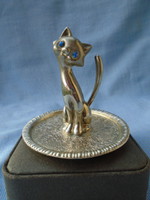 Full full art deco cica tálcára építve jelzés alapján ezüstből és ötvözetből készült 8,5 cm 