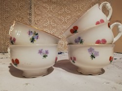 Eladó régi porcelán Csehszlovák virág mintás teás csészék!