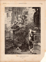 Margit a Mater Dolorosa előtt, fametszet 1881, metszet, nyomat, 22 x 30 cm, Ország - Világ, újság