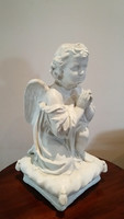 Régi imádkozó angyal nagy gipsz szobor vintage karácsonyi dekoráció 37 cm