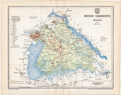 Moson vármegye térkép 1897 (10), lexikon melléklet, Gönczy Pál, megye, Posner Károly eredeti