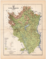 Fejér vármegye térkép 1896 (10), lexikon melléklet, Gönczy Pál, megye, Posner Károly, eredeti