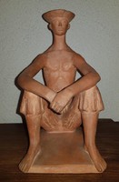 ​Pásztorfiú, Somogyi Árpád 24 cm magas jelzett terrakotta szobra