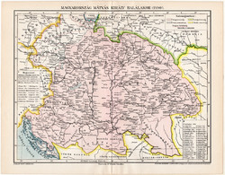 Magyarország Mátyás király halálakor 1490 (1), térkép, kiadva 1897, eredeti, Mátyás, történelem