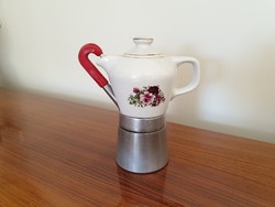 Régi vintage rózsás virágos porcelán kotyogós kávéfőző