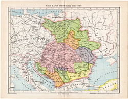 Nagy Lajos birodalma térkép 1382 (1), kiadva 1897, Magyarország, Pallas, történelem, Homolka, Posner