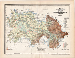 Szatmár vármegye térkép 1893 (10), lexikon melléklet, Gönczy Pál, megye, Posner Károly, eredeti