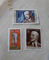 Magyar bélyeg – szovjet munkásmozgalom, Lenin; 1961, 1970, 1974 (amatőr gyűjtemény)