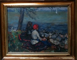 Czencz János (1885-1960) - Lányok a Balaton partján 