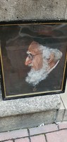 Bánfi jelzéssel, olaj, festőkarton festmény, rabbi portré.
