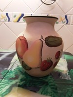 Beautifully painted large ceramic fruit patterned vase